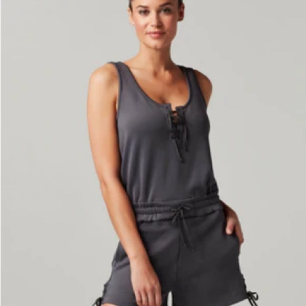 Blanc Noir Charcoal Lace-Up Top